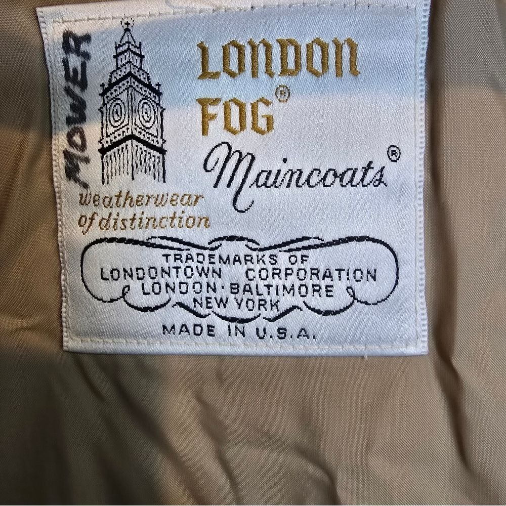 London Fog Maincoats Mens 46 Long Tan Beige Double Breasted Trench Coat Belted‎ - Picture 5 of 7